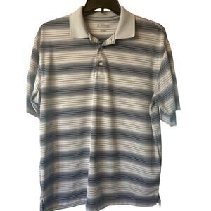 PGA Tour Men's Short Sleeve Golf Polo Shirt Large Gray with Multicolored Stripes